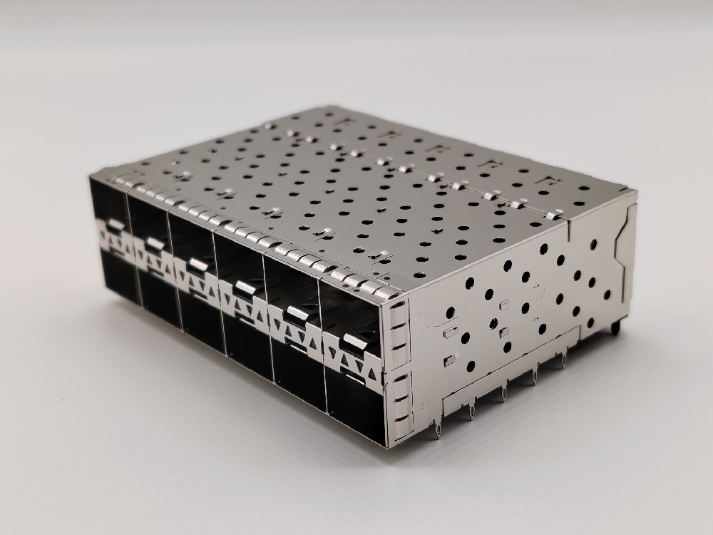 JL81-126-Y0078-1 2X6 SFP+ 光纖籠子 壓接式 帶四個導光柱